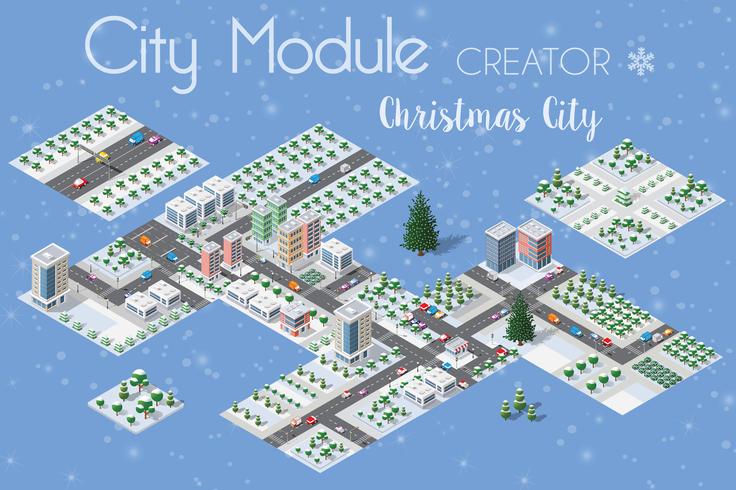 A set of winter Christmas urban vector