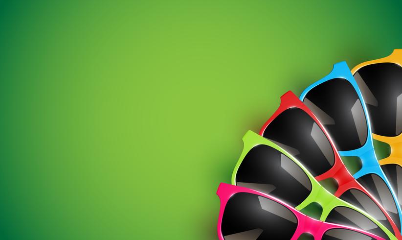 Realistic vector sunglasses on a colorful background, vector illustration