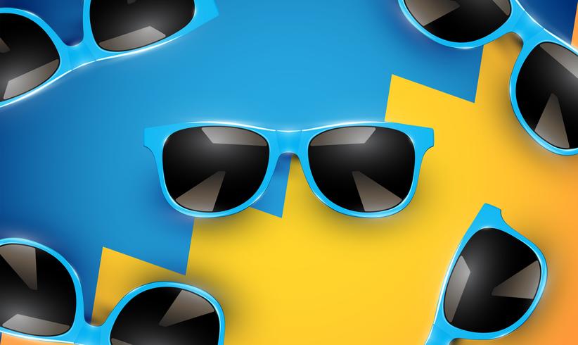 Realistic vector sunglasses on a colorful background, vector illustration