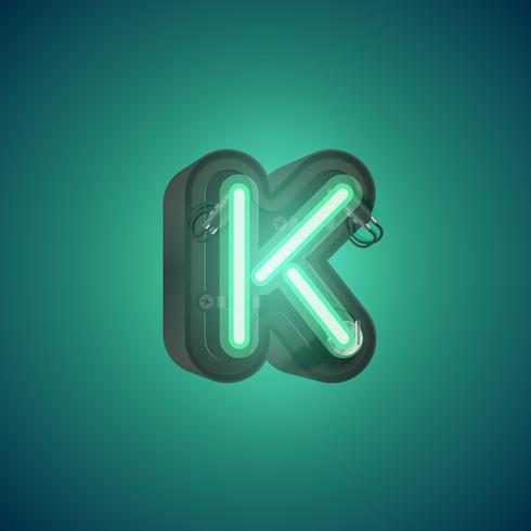 Realistic neon character from a set with console, vector illustration