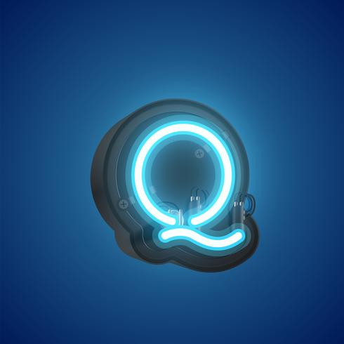 Realistic neon character from a set with console, vector illustration