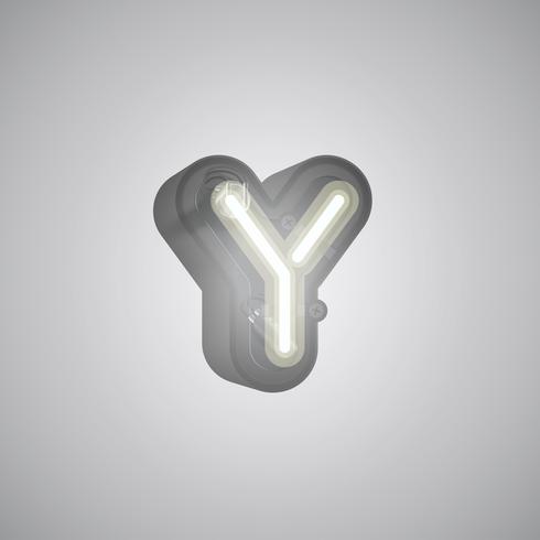 Realistic neon character from a set with console, vector illustration