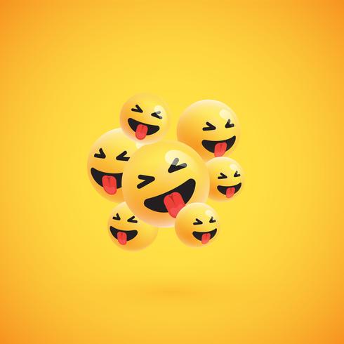 Group of high detailed yellow emoticons, vector illustration