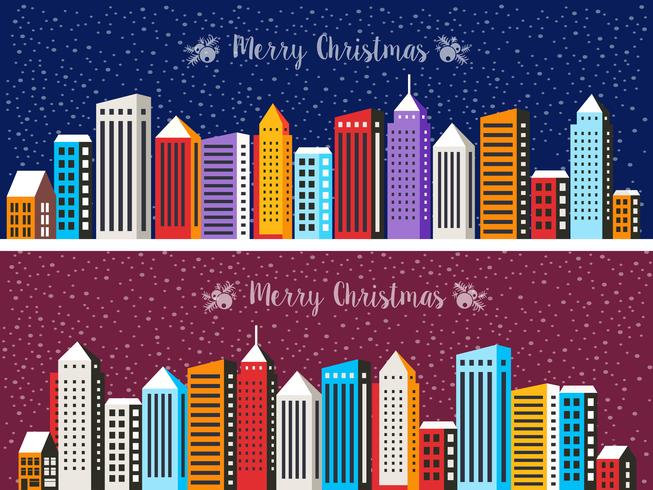 City Snowy with houses vector