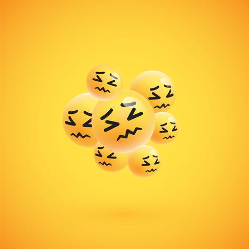 Group of high detailed yellow emoticons, vector illustration