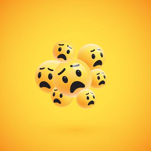 Group of high detailed yellow emoticons, vector illustration