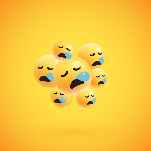 Group of high detailed yellow emoticons, vector illustration