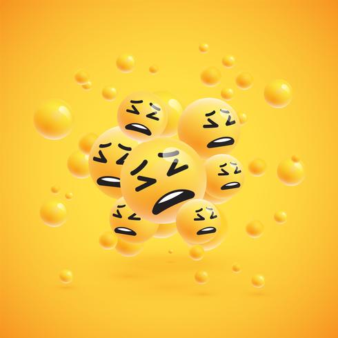 Group of high detailed yellow emoticons, vector illustration