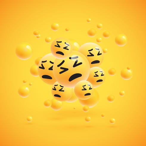 Group of high detailed yellow emoticons, vector illustration