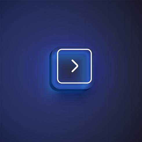 Colorful neon 'next' button with an arrow for websites or online usage, vector illustration