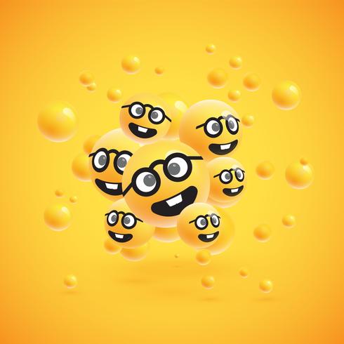 Group of high detailed yellow emoticons, vector illustration