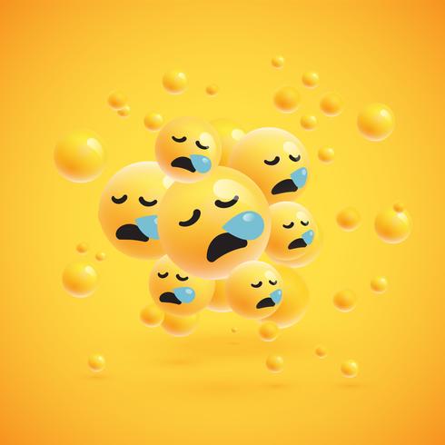 Group of high detailed yellow emoticons, vector illustration