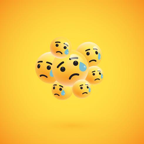Group of high detailed yellow emoticons, vector illustration