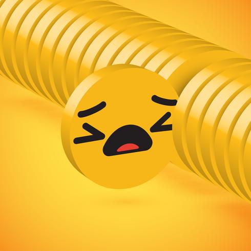 Yellow high detailed 3D disc emoticon selected, vector illustration