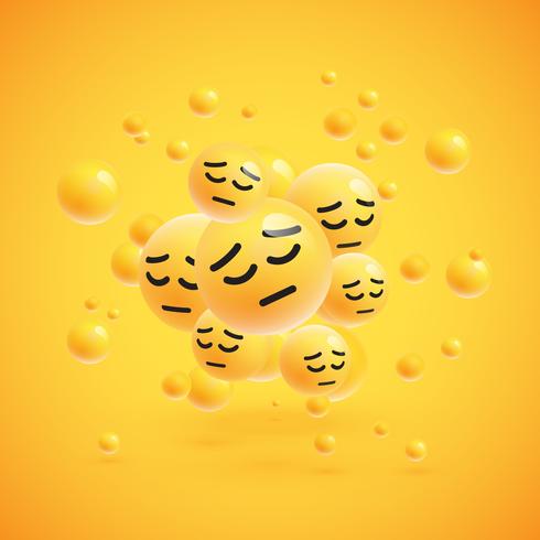 Grupo de altos emoticonos amarillos detallados, ilustración vectorial vector