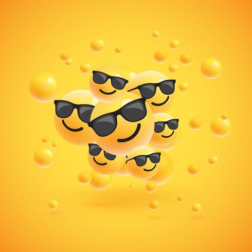 Group of high detailed yellow emoticons, vector illustration