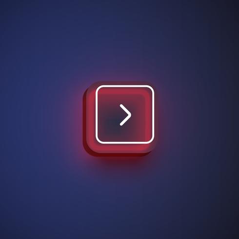 Colorful neon 'next' button with an arrow for websites or online usage, vector illustration