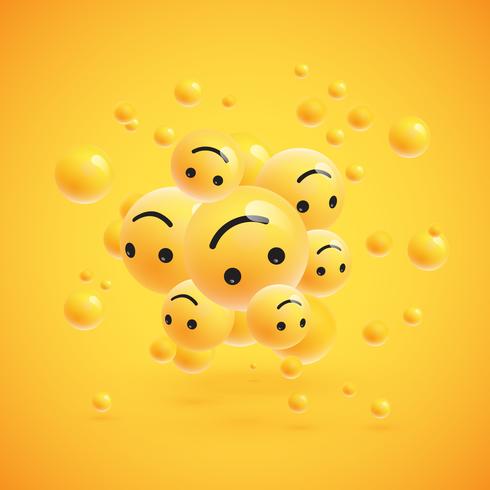 Group of high detailed yellow emoticons, vector illustration
