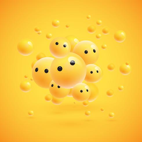 Group of high detailed yellow emoticons, vector illustration