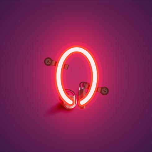 Red realistic neon character with wires and console from a fontset, vector illustration