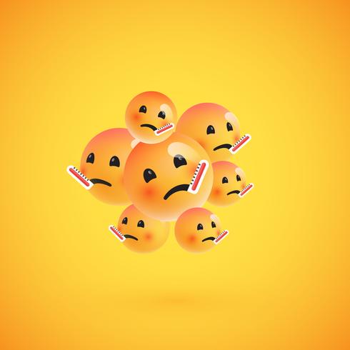 Group of high detailed yellow emoticons, vector illustration