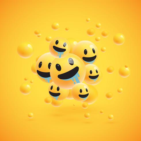 Grupo de altos emoticonos amarillos detallados, ilustración vectorial vector