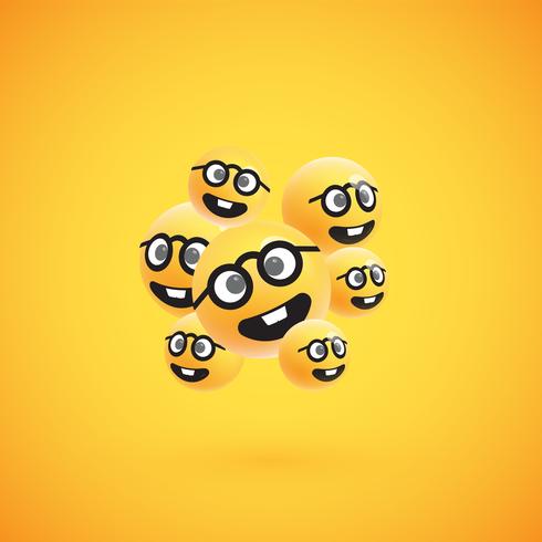 Group of high detailed yellow emoticons, vector illustration