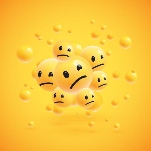 Grupo de altos emoticonos amarillos detallados, ilustración vectorial vector