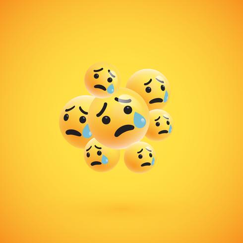 Group of high detailed yellow emoticons, vector illustration