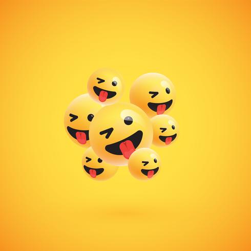 Group of high detailed yellow emoticons, vector illustration