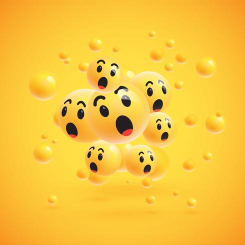 Group of high detailed yellow emoticons, vector illustration