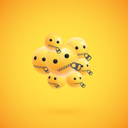 Group of high detailed yellow emoticons, vector illustration