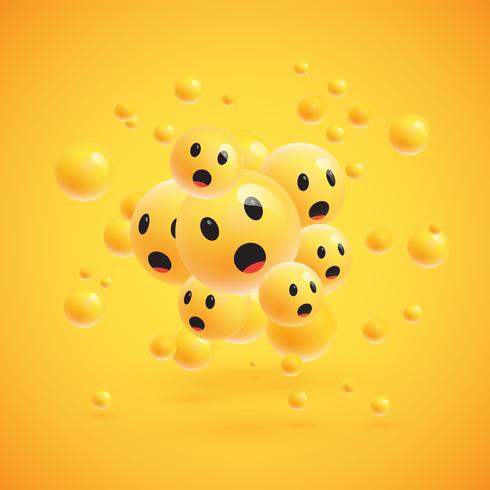 Group of high detailed yellow emoticons, vector illustration