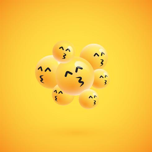 Group of high detailed yellow emoticons, vector illustration