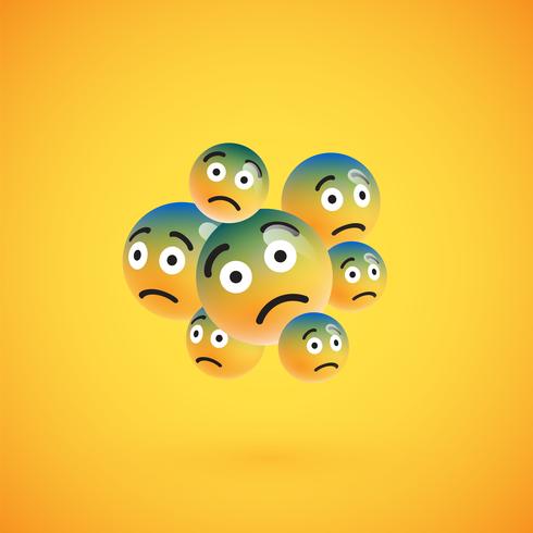 Group of high detailed yellow emoticons, vector illustration