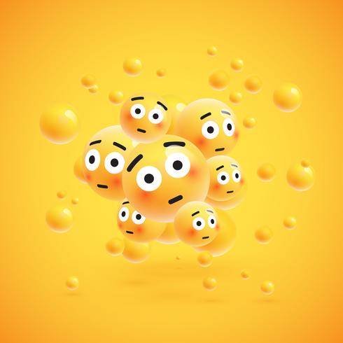 Group of high detailed yellow emoticons, vector illustration