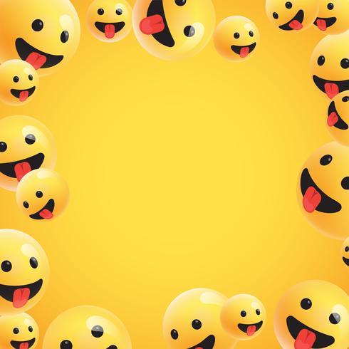 Group of high detailed yellow emoticons, vector illustration