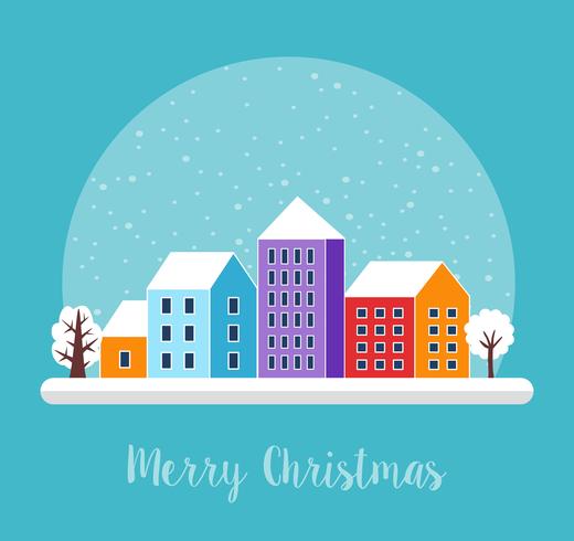 Urban village Christmas decorated vector