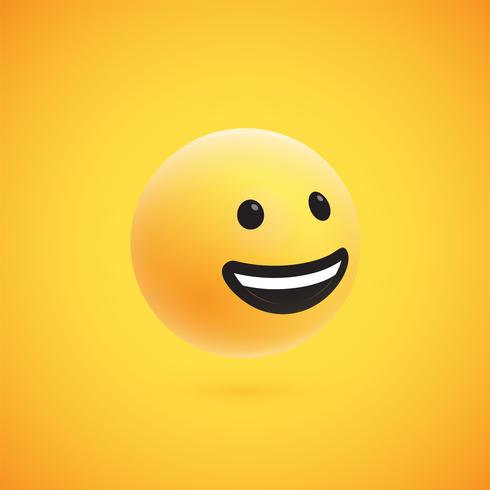 Cute high-detailed yellow 3D emoticon for web, vector illustration