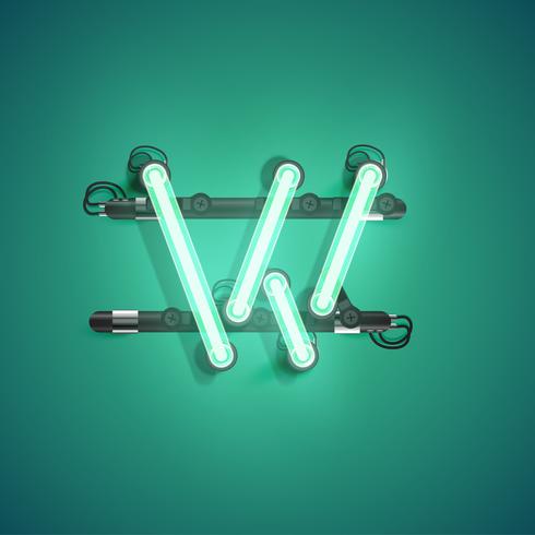 High detailed neon character from a set, vector illustration