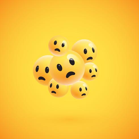 Group of high detailed yellow emoticons, vector illustration