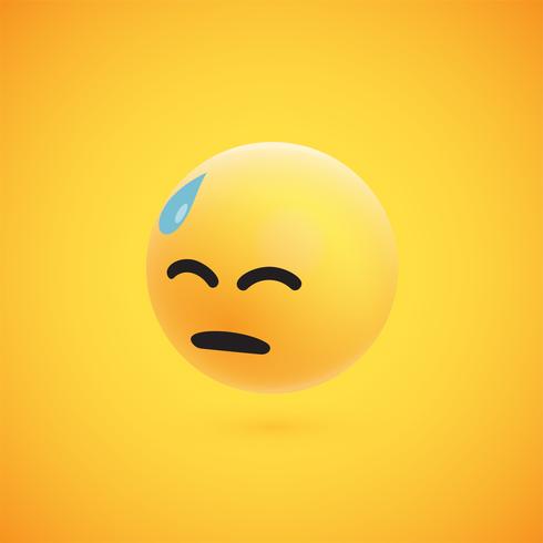 Cute high-detailed yellow 3D emoticon for web, vector illustration