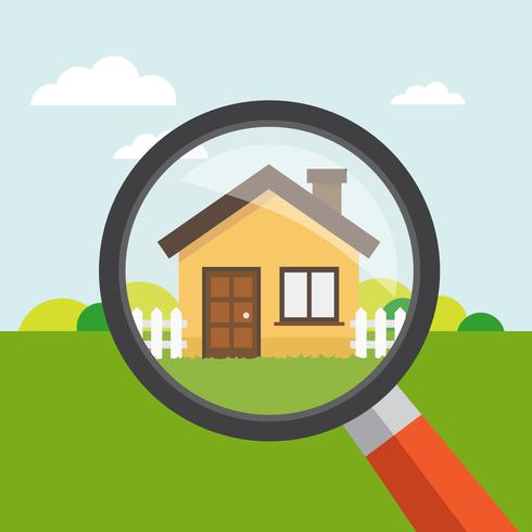 House with magnifying glass vector
