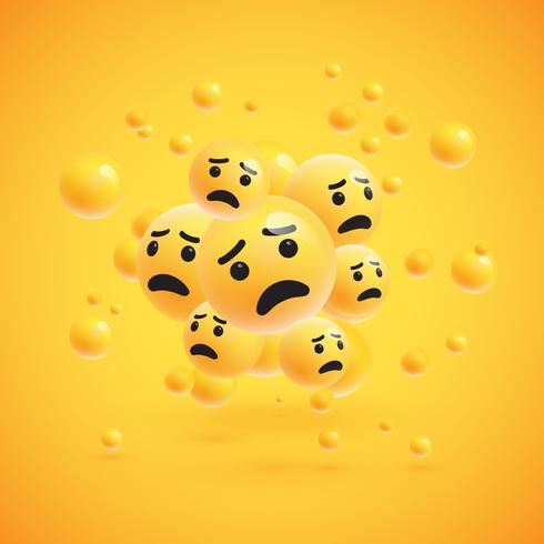 Group of high detailed yellow emoticons, vector illustration