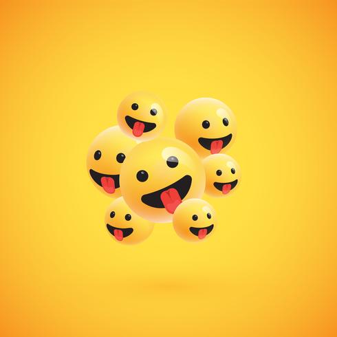 Group of high detailed yellow emoticons, vector illustration