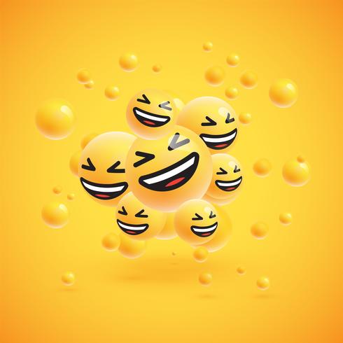 Group of high detailed yellow emoticons, vector illustration