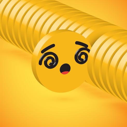 Yellow high detailed 3D disc emoticon selected, vector illustration