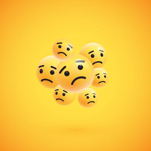 Group of high detailed yellow emoticons, vector illustration