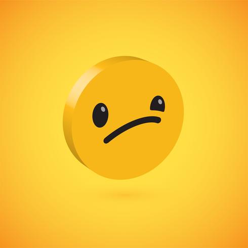 Yellow high detailed 3D disc emoticon, vector illustration