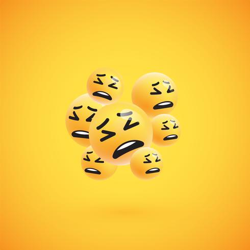 Group of high detailed yellow emoticons, vector illustration